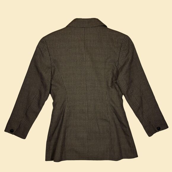 1990s womens blazer jacket, size 8 vintage plaid womens beige/black jacket - Picture 8 of 8